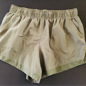 Athletic Works Olive Athletic Shorts with Contrast Hem